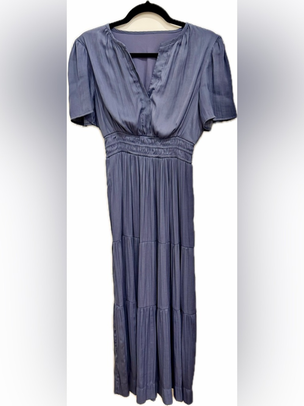 Women’s Slate Blue Smocked Waist Maxi Dress